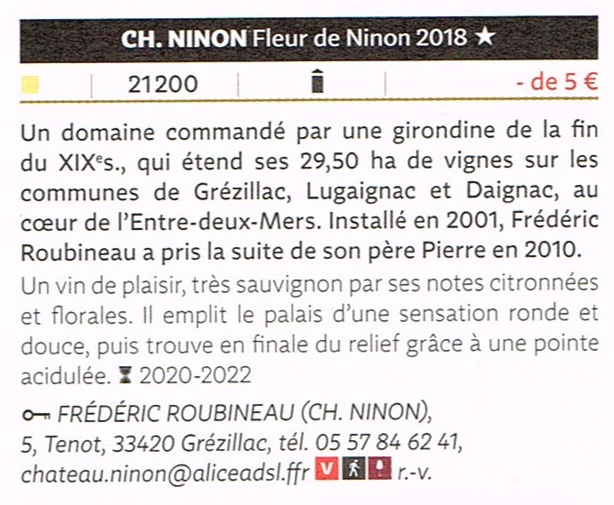 LE GUIDE HACHETTE DES VINS 2020 Chateau Ninon